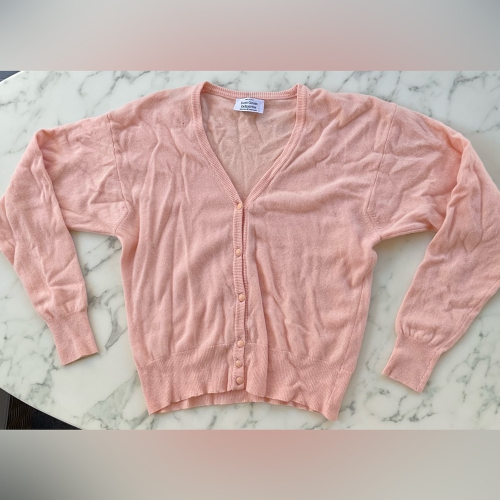 Vintage United Colors Of Benetton V Neck Cardigan Angora Wool Made In Italy